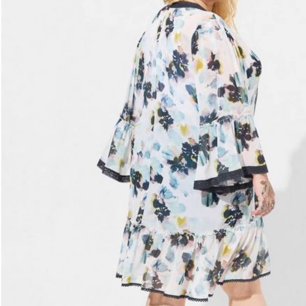 Torrid Textured Plus Size Chiffon Midi Ruffle Kimono